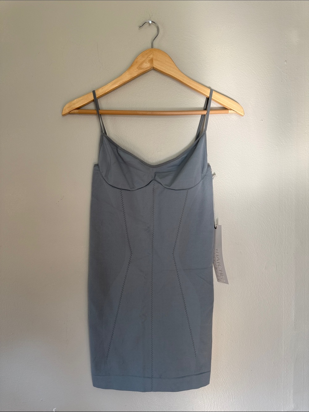 NWT Thatcher Slate Blue Slip Dress with Zigzag Stitching Xs/S